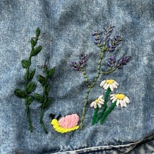 Hand embroidered -H&M fabric denim joggers
